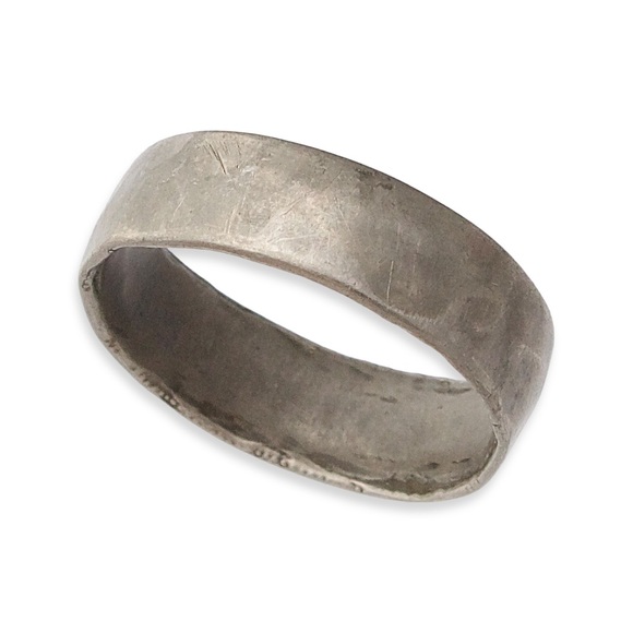 Vintage Coin Silver Ring Size 6.5 Hammered Cigar Band Hand Forged